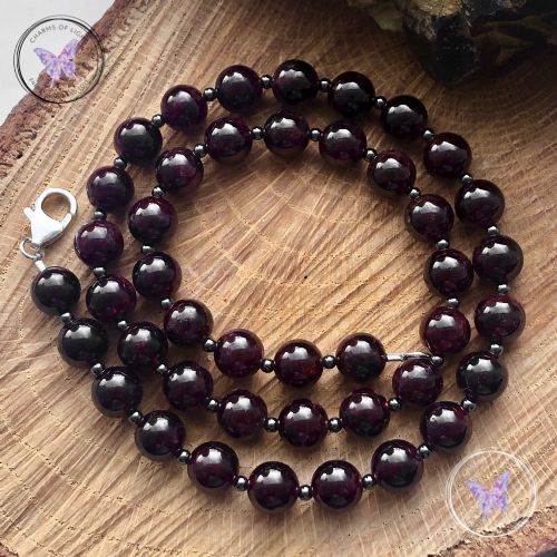 Garnet & Hematite Bead Necklace